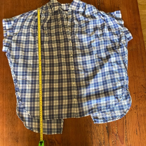NWOT Madewell Central Plaid Button Down with Back Split Size Small Blue & White - Picture 7 of 8